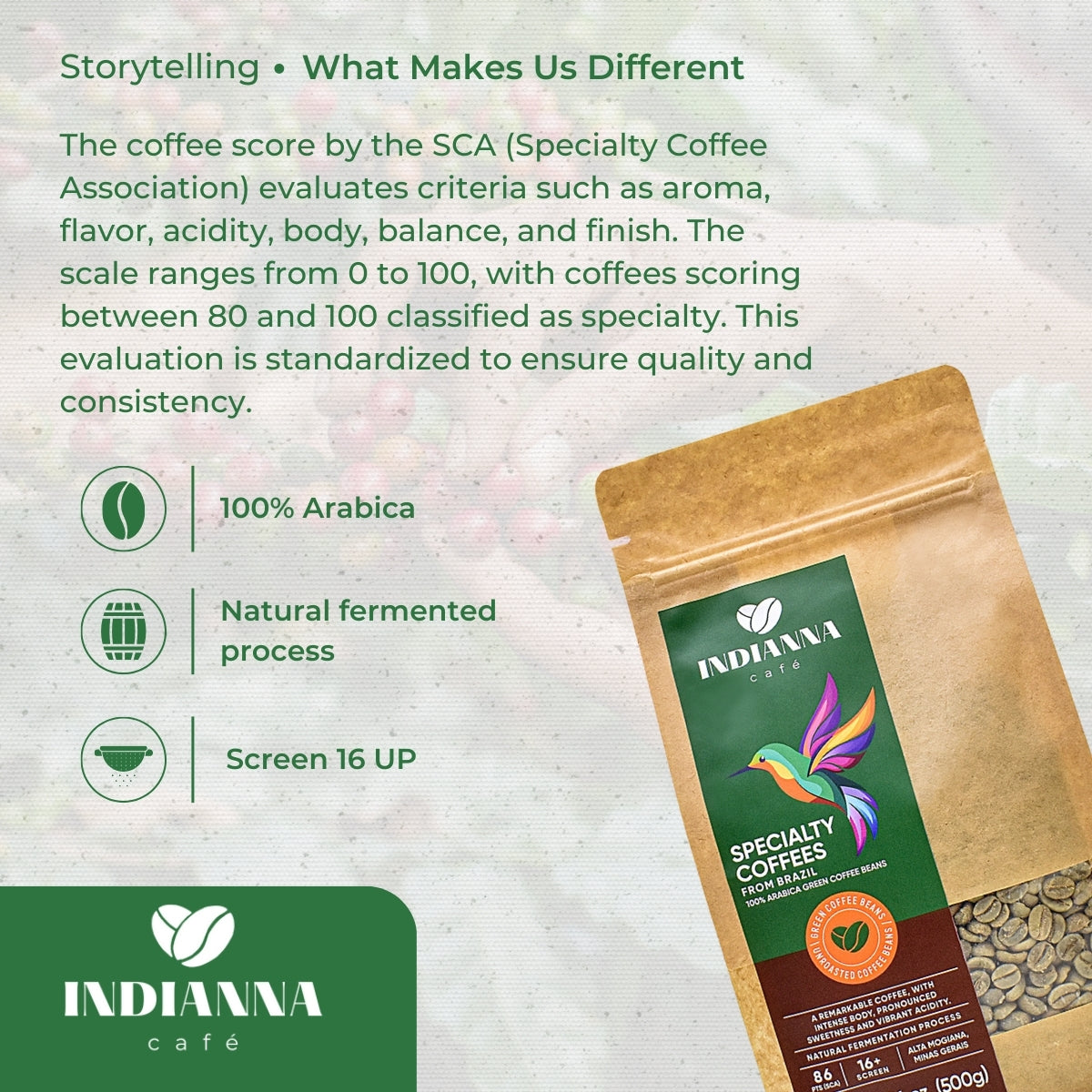 Premium Unroasted Green Coffee Beans - Specialty Grade from Brazil - Beija-Flor Line